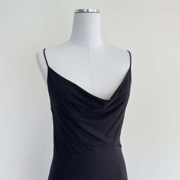 Reformation Dress Womens Large Black Cowl Neck Sleeveless Mini Slip Stretch USA - Picture 2 of 9
